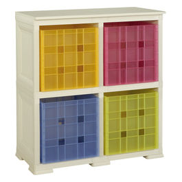 SCAFFALE CON 4 CONTENITORI CUBO colore ANGORA 