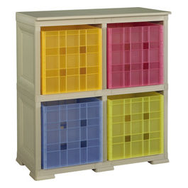 SCAFFALE CON 4 CONTENITORI CUBO colore TALPA