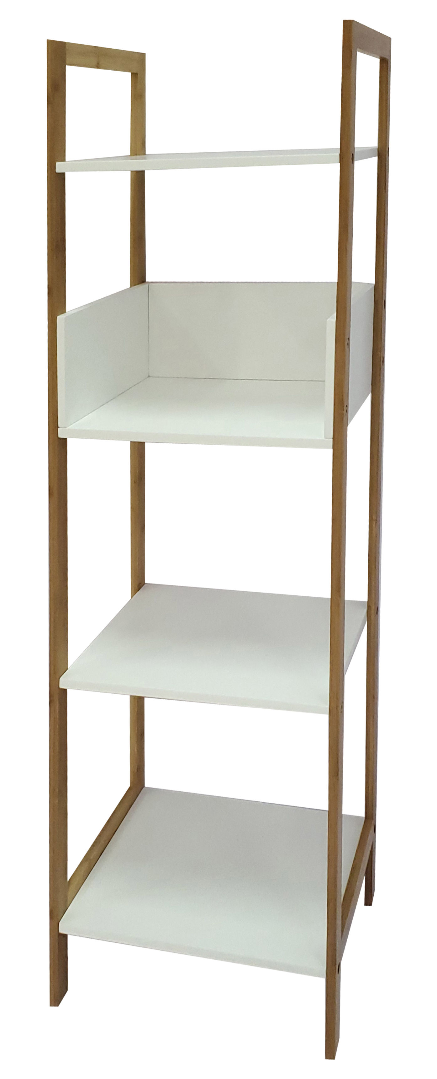 SCAFFALE 4 RIPIANI ELLIE BAMBOO NATURALE/BIANCO 43X30X123