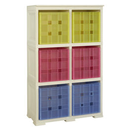 SCAFFALE CON 6 CONTENITORI CUBO colore ANGORA 