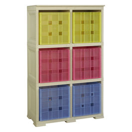 SCAFFALE CON 6 CONTENITORI CUBO colore TALPA