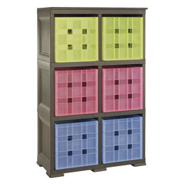 SCAFFALE CON 6 CONTENITORI CUBO colore WENGE