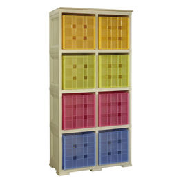 SCAFFALE CON 8 CONTENITORI CUBO colore TALPA