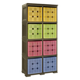 SCAFFALE CON 8 CONTENITORI CUBO colore WENGE