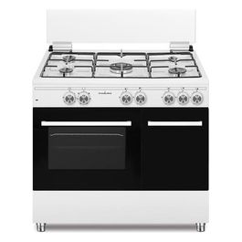 SS590GEW Cucina 90cm 5 Fuochi Gas Forno a Gas con Grill Elettrico Bianco