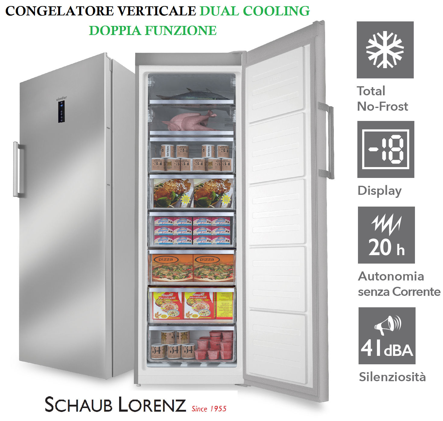 Congelatore verticale con funzioni di diagnosi automatica