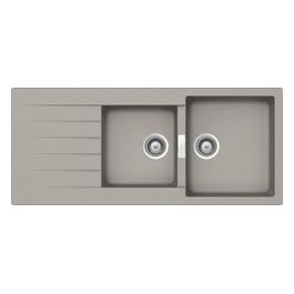 Schock by D200 Primus Lavello Cristalite da incasso Sopratop Gocciolatoio Reversibile 2 Vasche Tortora 116x50cm PRID200AP42