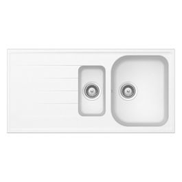LITD150A01N Lithos D150 Lavello 1  1/2 Vasca  Gocciolatoio Reversibile 1000x500mm Bianco Assoluto