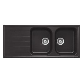 LITD200A13N Lithos D200 Lavello 2 Vasche  Gocciolatoio Reversibile 1160x500mm Nero Assoluto