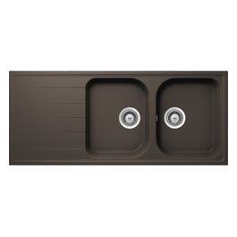 LITD200A63N Lithos D200 Lavello 2 Vasche  Gocciolatoio Reversibile 1160x500mm Mocha