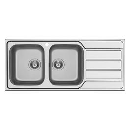 Schock MASTER D200 SX Lavello 2 vasche sopratop 116 x 50 con gocciolatoio destro inox
