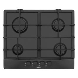 STP64HBK Piano Cottura 4 Fuochi Gas Primus PC60 con Manopole Nere Opache Soft-Touch Griglie in Ghisa Valvole di Sicurezza Nero Opaco 585x500mm