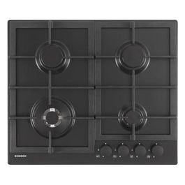 STR64THBK Piano Cottura 4 Fuochi Gas Professional PC60 con Manopole Nere Opache Soft Touch Griglie in Ghisa Valvole di Sicurezza Nero Opaco 585x500 mm