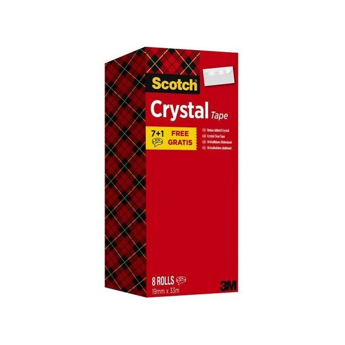 Scotch Crystal Clear Nastro Adesivo Trasparente 19mmx33mm 8 Pezzi