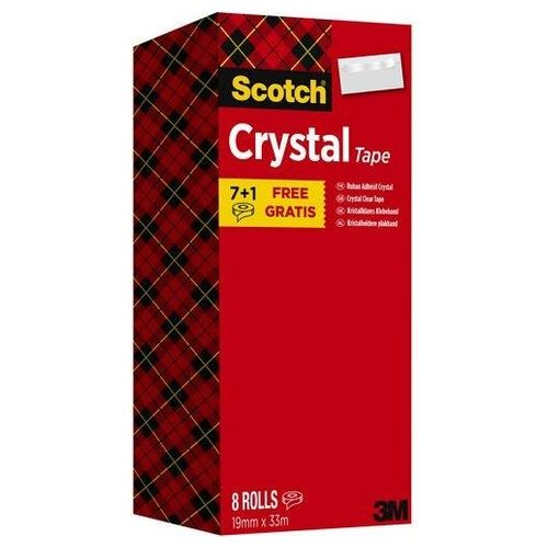 Scotch Crystal Clear Nastro Adesivo Trasparente 19mmx33mm 8 Pezzi