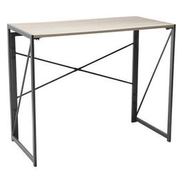 Scrivania Lolie con Piano in Legno Truciolato Naturale e Gambe in Metallo Grigio Scuro 100x50cm/H75cm