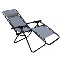 Sdraio Comfort Con Struttura Nera E Textilene Grigio Chiaro