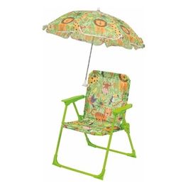 Sedia bimbo con ombrello,  struttura in metallo, decoro new jungle