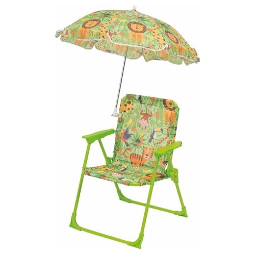 Sedia bimbo con ombrello,  struttura in metallo, decoro new jungle