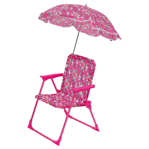 Sedia bimbo con ombrello,  struttura in metallo, decoro new unicorno