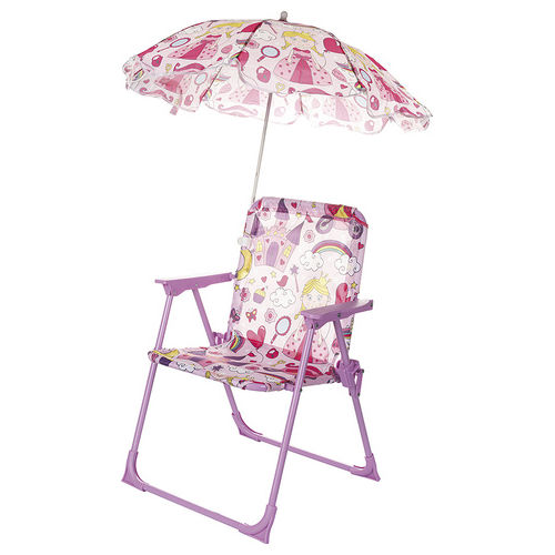 Sedia bimbo con ombrello,  struttura in metallo, decoro new glamour