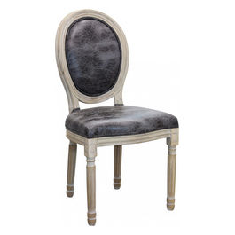 Sedia Constance In Ecopelle Vintage Grigio