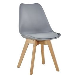 Sedia Lelia in Polipropilene e Similpelle con Gambe in Legno 57X48Cm/H81Cm Grigio