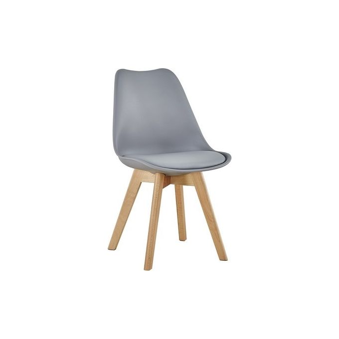 Sedia Lelia in Polipropilene e Similpelle con Gambe in Legno 57X48Cm/H81Cm Grigio