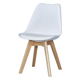 Sedia Lelia in Polipropilene e Similpelle con Gambe in Legno 57X48Cm/H81Cm Bianco