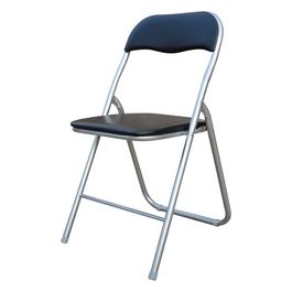 Sedia Pieghevole Monocolore Con Seduta In Pvc Nero E Gambe In Metallo Silver 44x45cm/H79cm