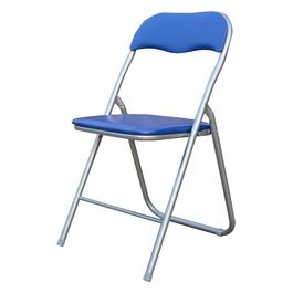 Sedia Pieghevole Monocolore Con Seduta In Pvc Blu E Gambe In Metallo Silver 44x45cm/H79cm