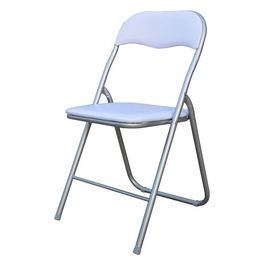Sedia Pieghevole Monocolore Con Seduta In Pvc Bianco E Gambe In Metallo Silver 44x45cm/H79cm