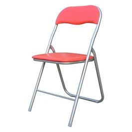 Sedia Pieghevole Monocolore Con Seduta In Pvc Rosso E Gambe In Metallo Silver 44x45cm/H79cm