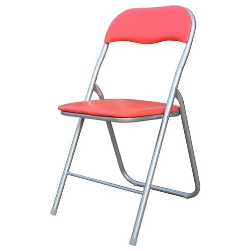 Sedia Pieghevole Monocolore Con Seduta In Pvc Rosso E Gambe In Metallo Silver 44x45cm/H79cm
