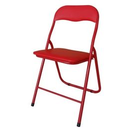 Set 4 Sedie Pieghevole Monocolore Con Seduta In Pvc Rosso E Gambe In Metallo 44x45cm/H79cm