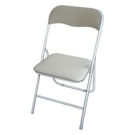 Sedia Pieghevole Monocolore Con Seduta In Pvc Beige E Gambe In Metallo Silver 44x45cm/H79cm