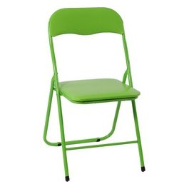 Set 4 Sedie Pieghevole Monocolore Con Seduta In Pvc Verde Mela E Gambe In Metallo 44x45cm/H79cm