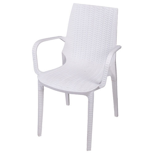 Sedia in resina effetto rattan, design moderno, colore bianco 60x60xh.81 cm, Este'