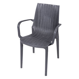 Sedia in resina effetto rattan, design moderno, colore antraite 60x60xh.81 cm, Este'