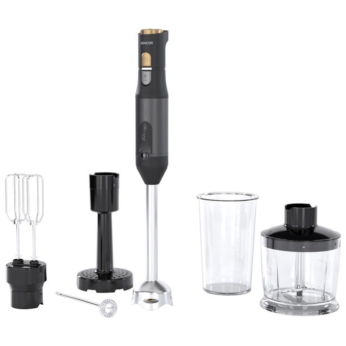 Sencor SHB 6442BK Frullatore ad Immersione Titanium QuadBlade 6 in 1 1200W Velocita' Continua colore Nero