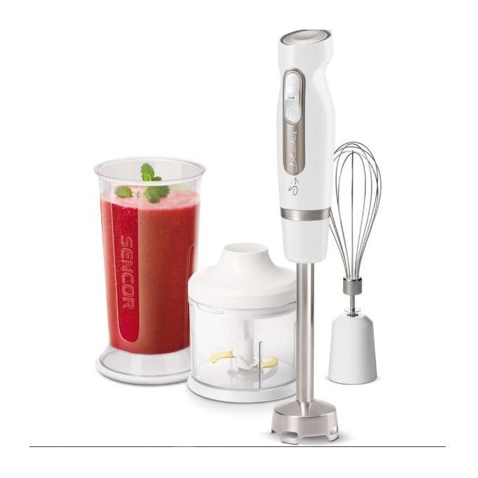 Sencor SHB 4460WH EUE3 Frullatore a Immersione con 6 Lame in Titanio e Ice Crash Bianco