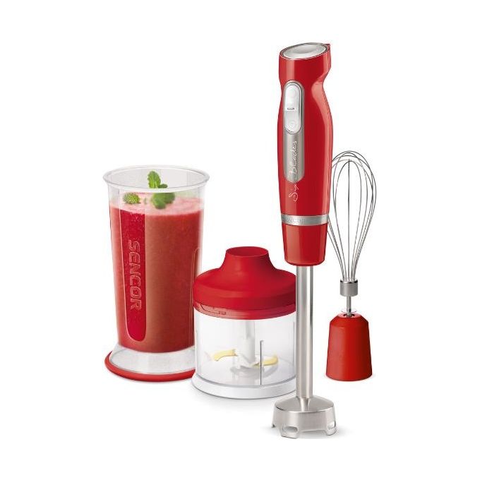 Sencor SHB 4464RD EUE3 Frullatore a Immersione con 6 Lame in Titanio e Ice Crash Rosso