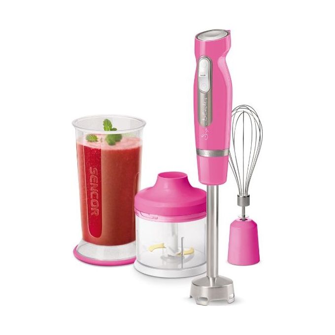 Sencor SHB 4468RS EUE3 Frullatore a Immersione con 6 Lame in Titanio e Ice Crash Rosa