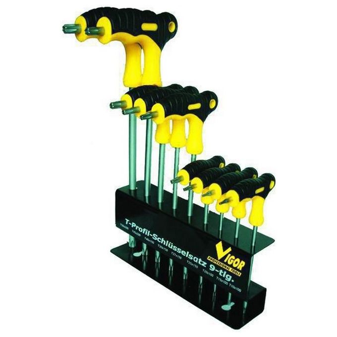 Image of Serie Cacciaviti Vigor Crv Torx Manico a T Pezzi 9