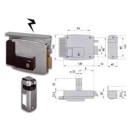 Cisa 11721-60-1 Serratura Elettrica Applicare Cilindro Fissaggio Destra