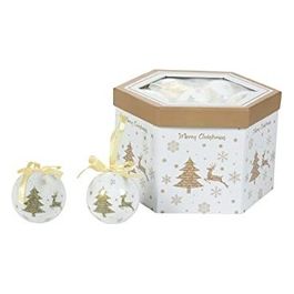 Set 14 Palle Natale 7,5Cm Renne Albero Oro