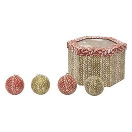 Set 14 Palle Natale 7,5Cm Lana Oro Rosso