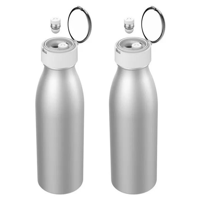 Set 2 Borracce Con Auricolari Bluetooth incluse Argento Ml 600
