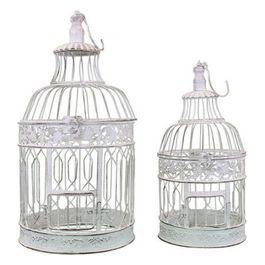 Set Di 2 Gabbie Claire Rotonde Bianco Antico