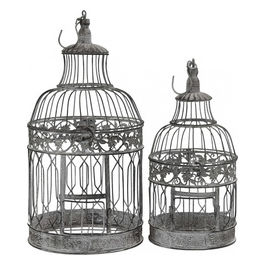 Set Di 2 Gabbie Claire Rotonde Bianco Ossidato